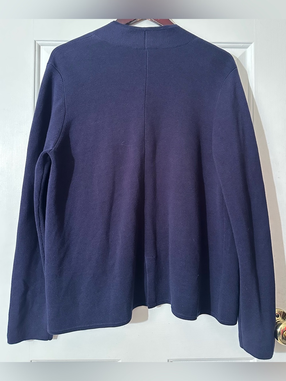 EILEEN FISHER Lrg Old Money Quiet Luxury Blue Oval Jacket Silk Organic Cotton - Picture 2 of 16